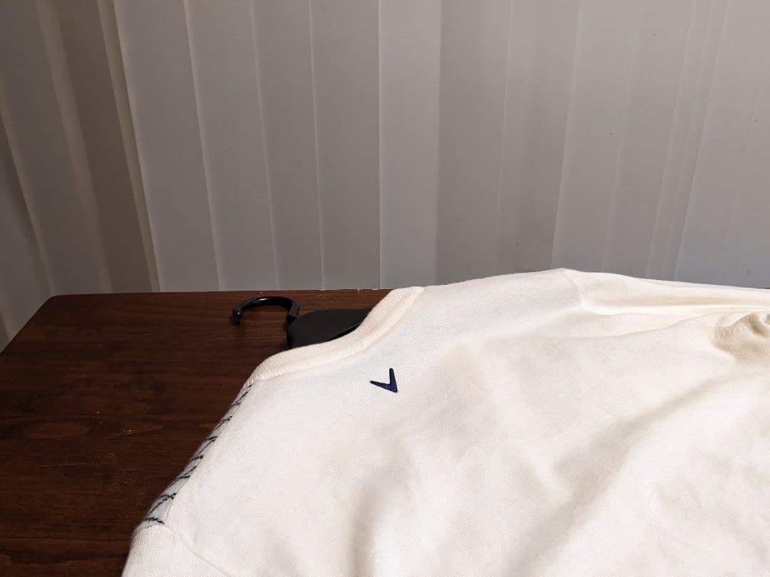 キャロウェイ　バイヤスチェック　裏地　vネック　ニット　セーター　トレーナー　白