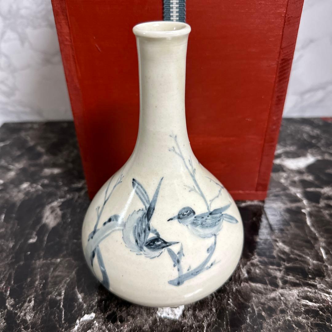 李朝、分院窯、花鳥図、完品！箱。