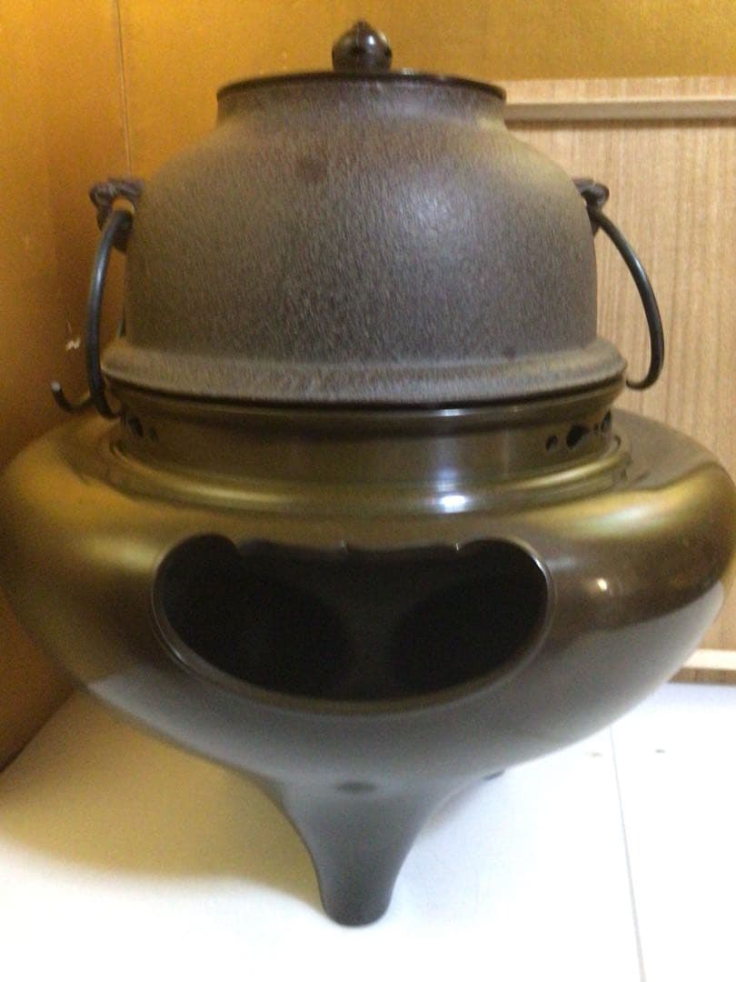 茶道具 風炉釜 敬典&浄雲『唐銅朝鮮風炉』 風炉灰５袋付き