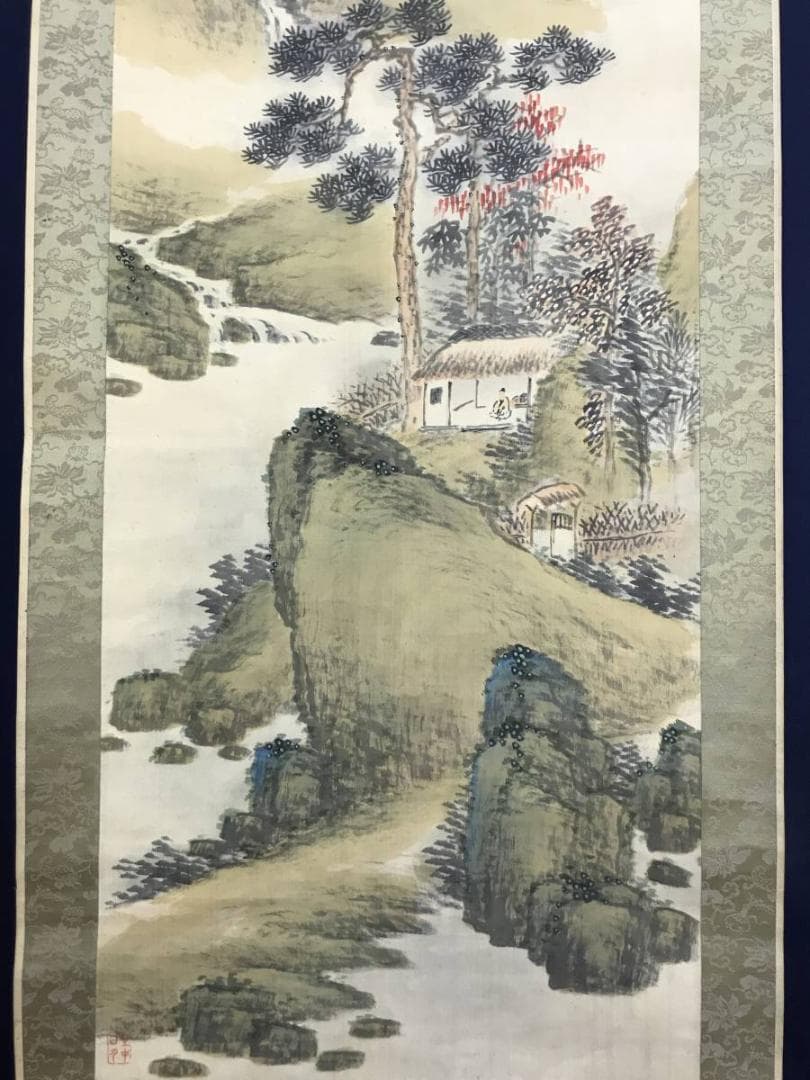 【真作】河野秋邨/山水図/渓山幽居図/秋景山水図/掛軸/名家伝来/AD-283