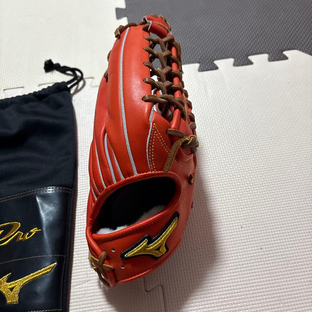 【美品】Mizuno Pro 野球グローブ スプレッドオレンジ サイズ15軟式用