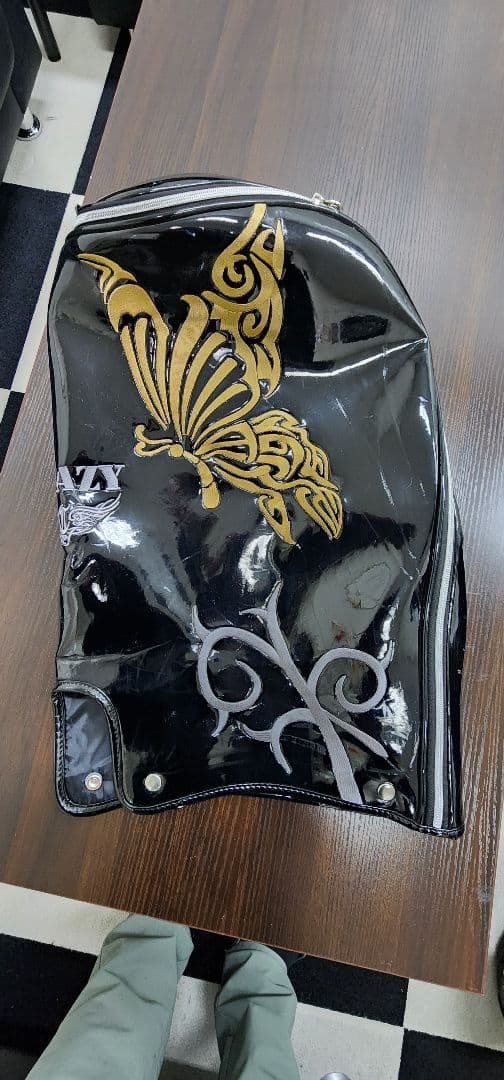 CRAZY ゴルフバッグ 　蝶と薔薇　刺繍