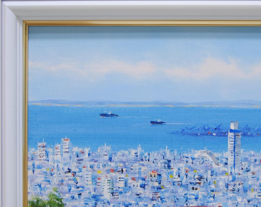 小林幸三　神戸風景　F10　風景画　油彩画　油絵　異人館　神戸港