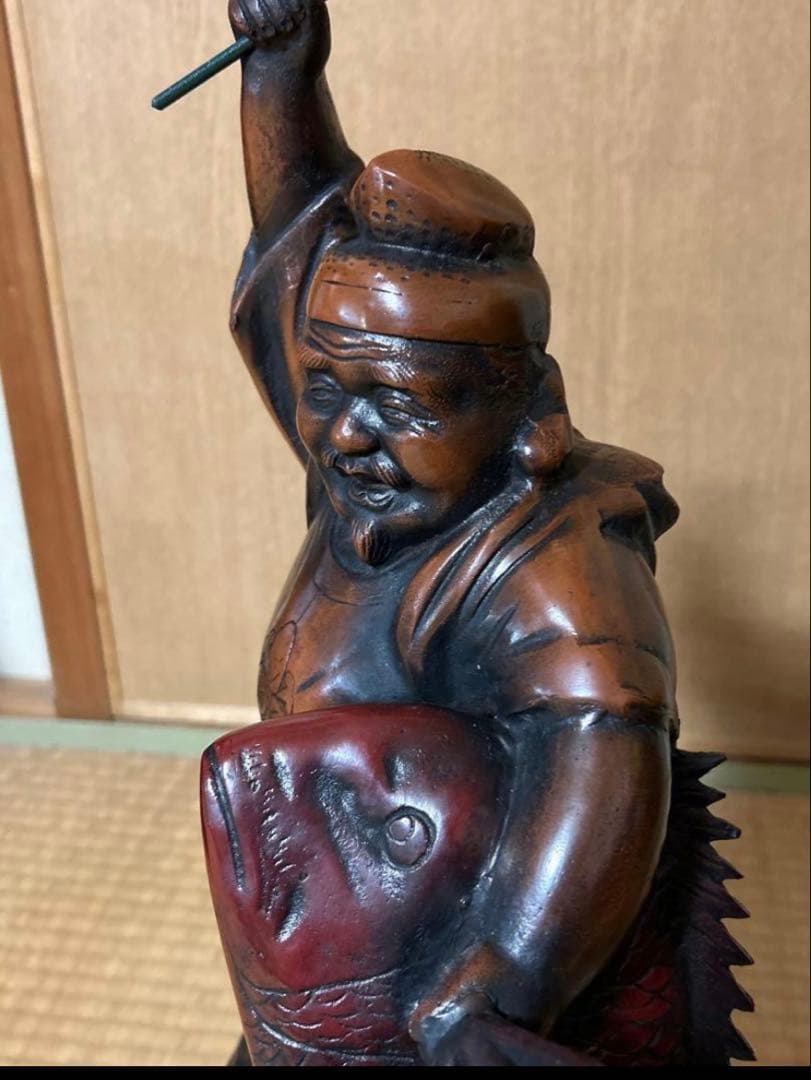 鯛抱き戎様　鋳造　新品保管品　極美品　大型オブジェ　高さ50㎝