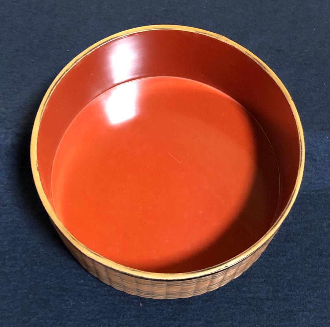 《レ》時代 煎茶 竹編 提籃 三段籠 提げ籠 茶籠 網代 木箱　251030う2