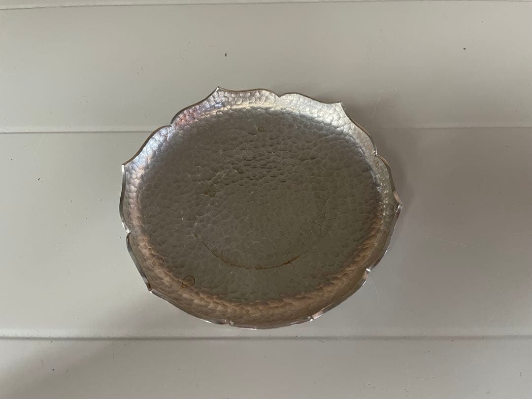 銀製 波形皿 専用箱付き　本錫