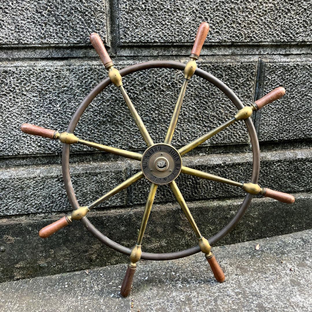 希少　船舶　John Hastie & Co. Ltd 舵輪　アンティーク　真鍮