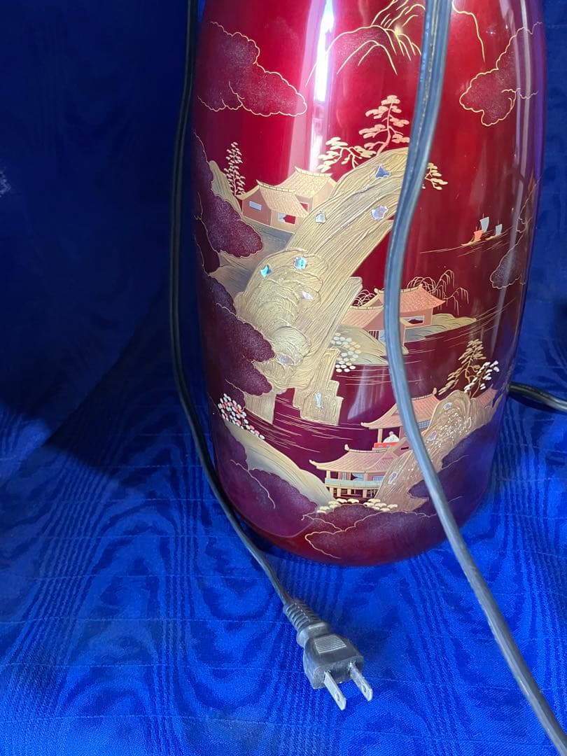 電気スタンド　ビンテージ　漆風　ラデン細工