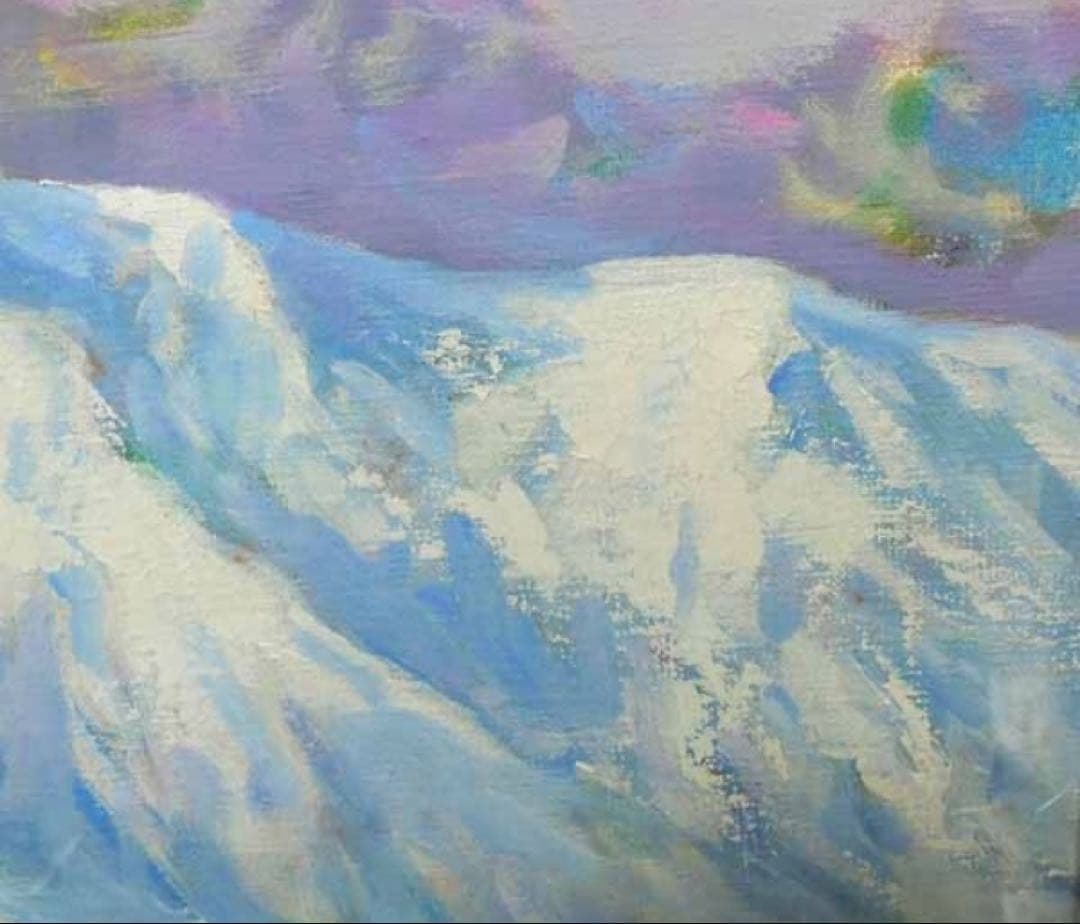 ＊真作＊ 大判大作 田中均「雪の比良(比良天望)」キャンバスに油彩琵琶湖