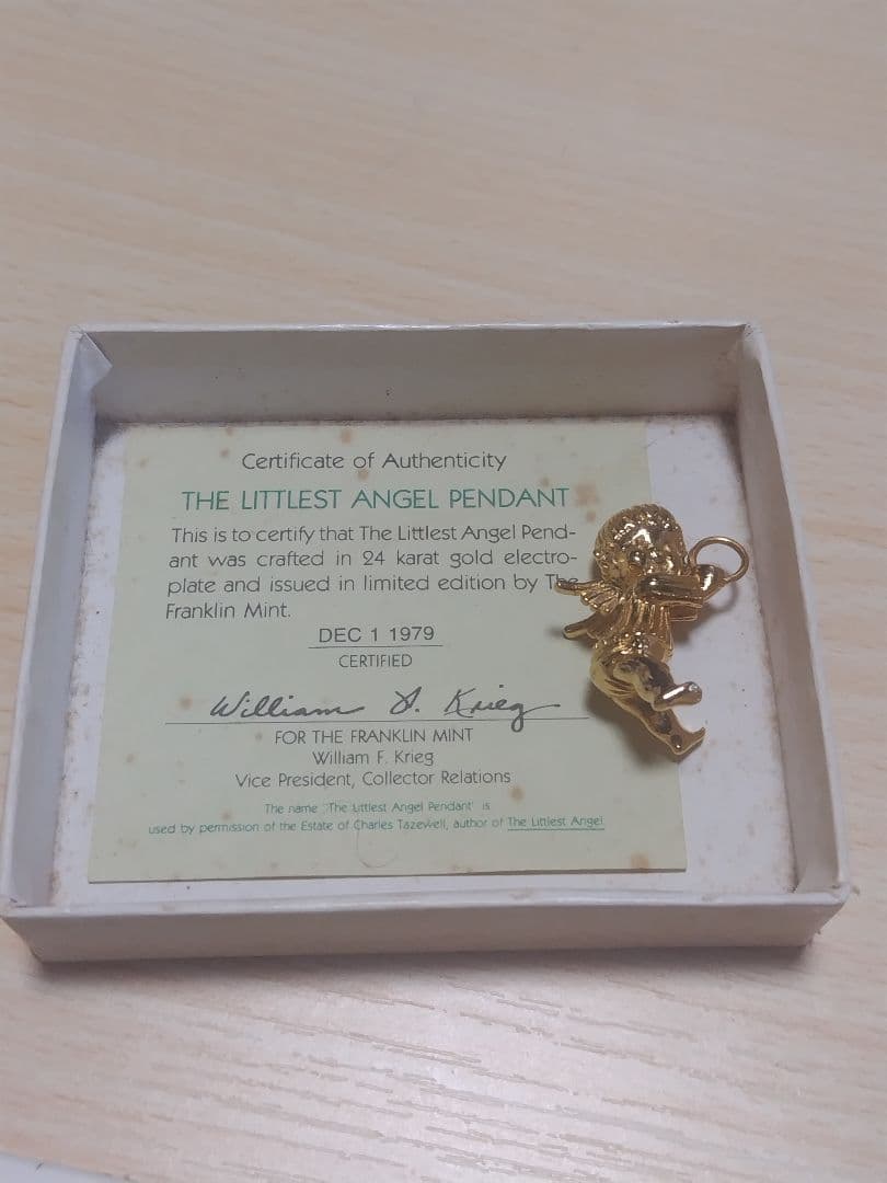 フランクリンミント 天使 24金電気メッキペンダント