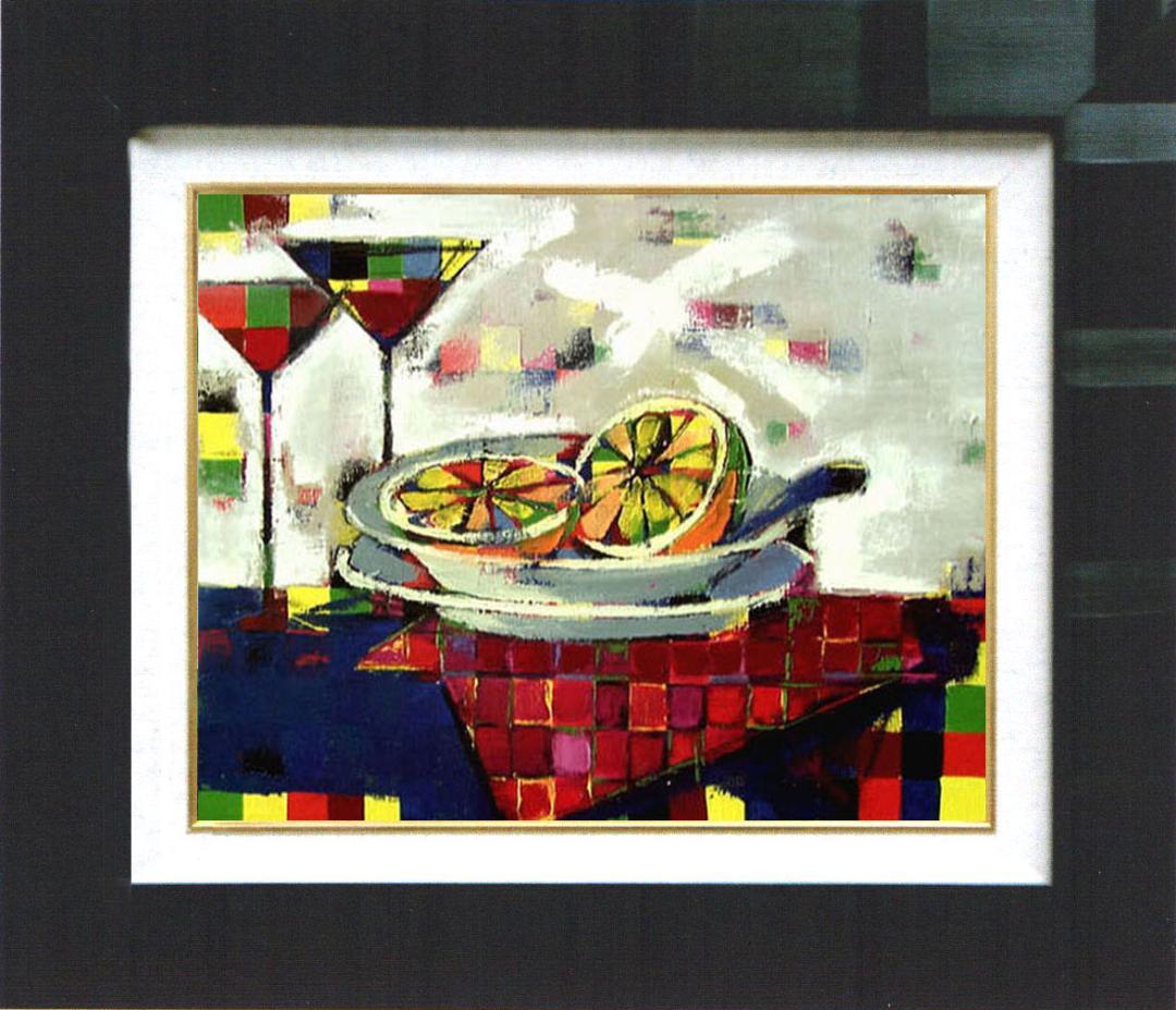 油絵 菅家令子 絵 絵画インテリア uF6-061703 静物 フルーツ グラス