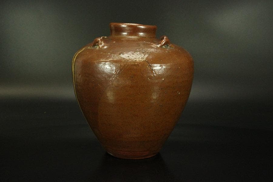 祖母懐 四耳 茶壷 高19.5cm(LC576)