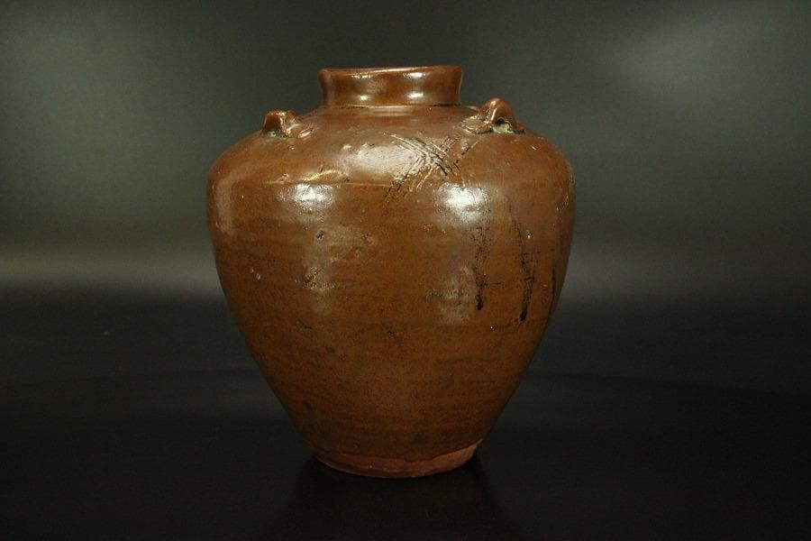 祖母懐 四耳 茶壷 高19.5cm(LC576)