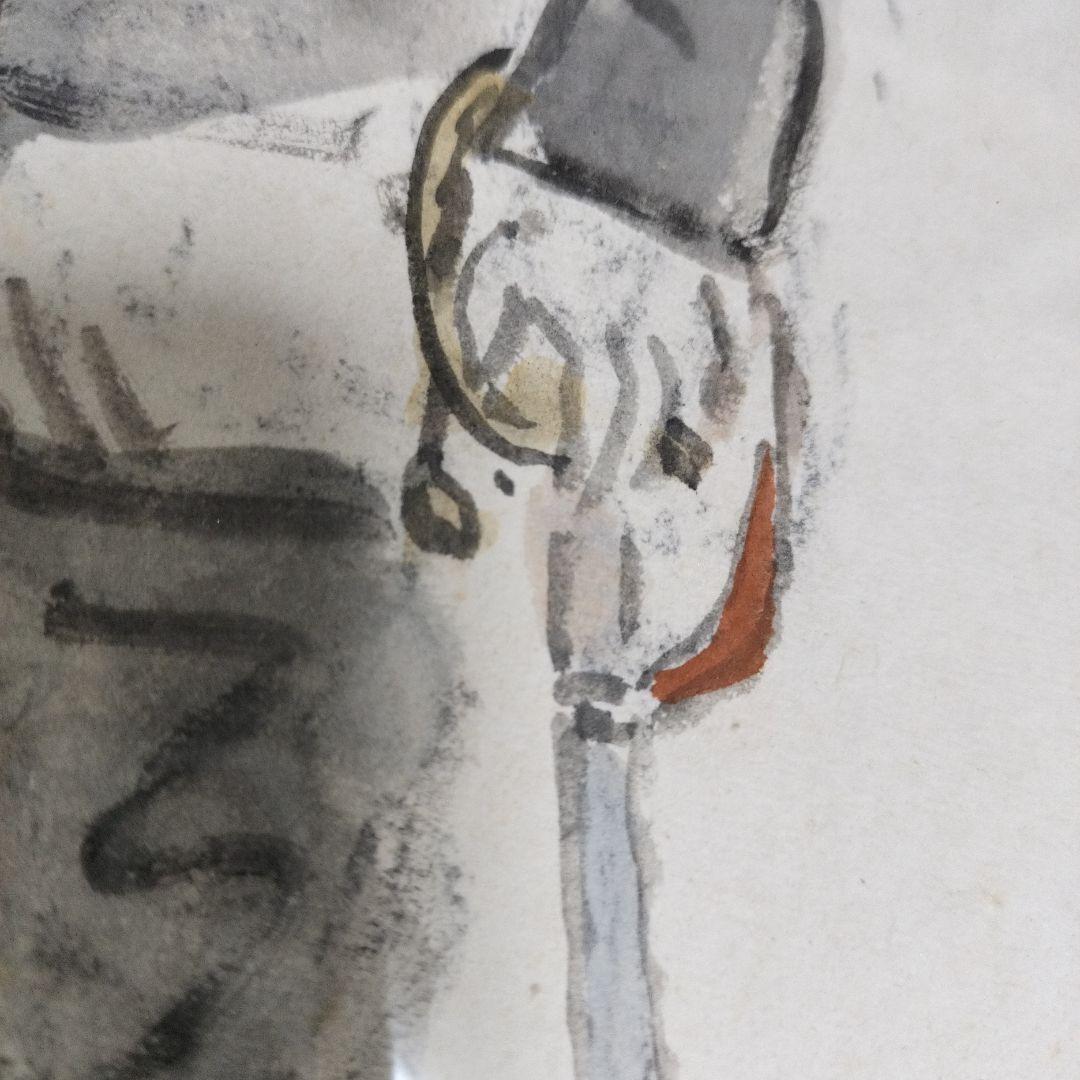 櫻井忠温 乃木将軍 色紙画 日本軍 骨董 軍人作家