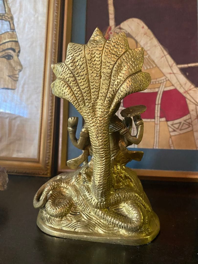 ヴィシュヌ神像　真鍮　金属製　インディア　ヒンドゥー教　最高神　三大神　仏像