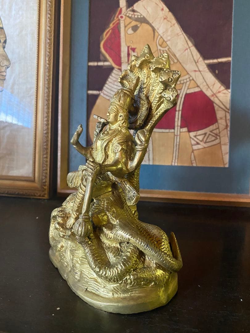 ヴィシュヌ神像　真鍮　金属製　インディア　ヒンドゥー教　最高神　三大神　仏像