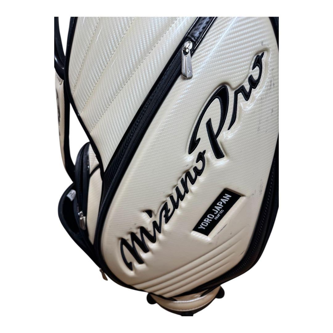 ○ミズノプロ　キャディバッグ　ゴルフバック　白　養老ジャパン