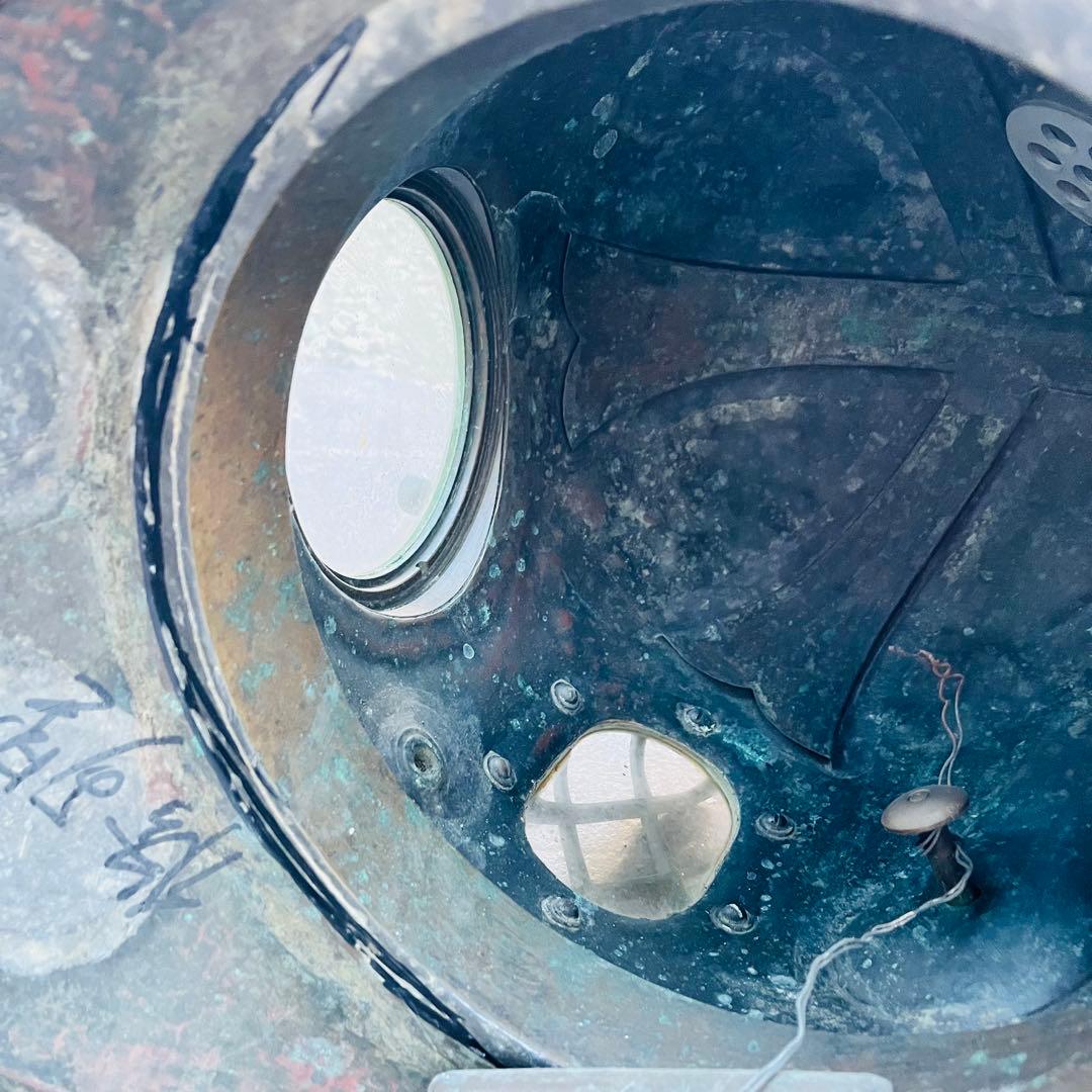 【希少】東亜潜水機株式会社　ヘルメット式潜水　アンティークの潜水ヘルメット真鍮①