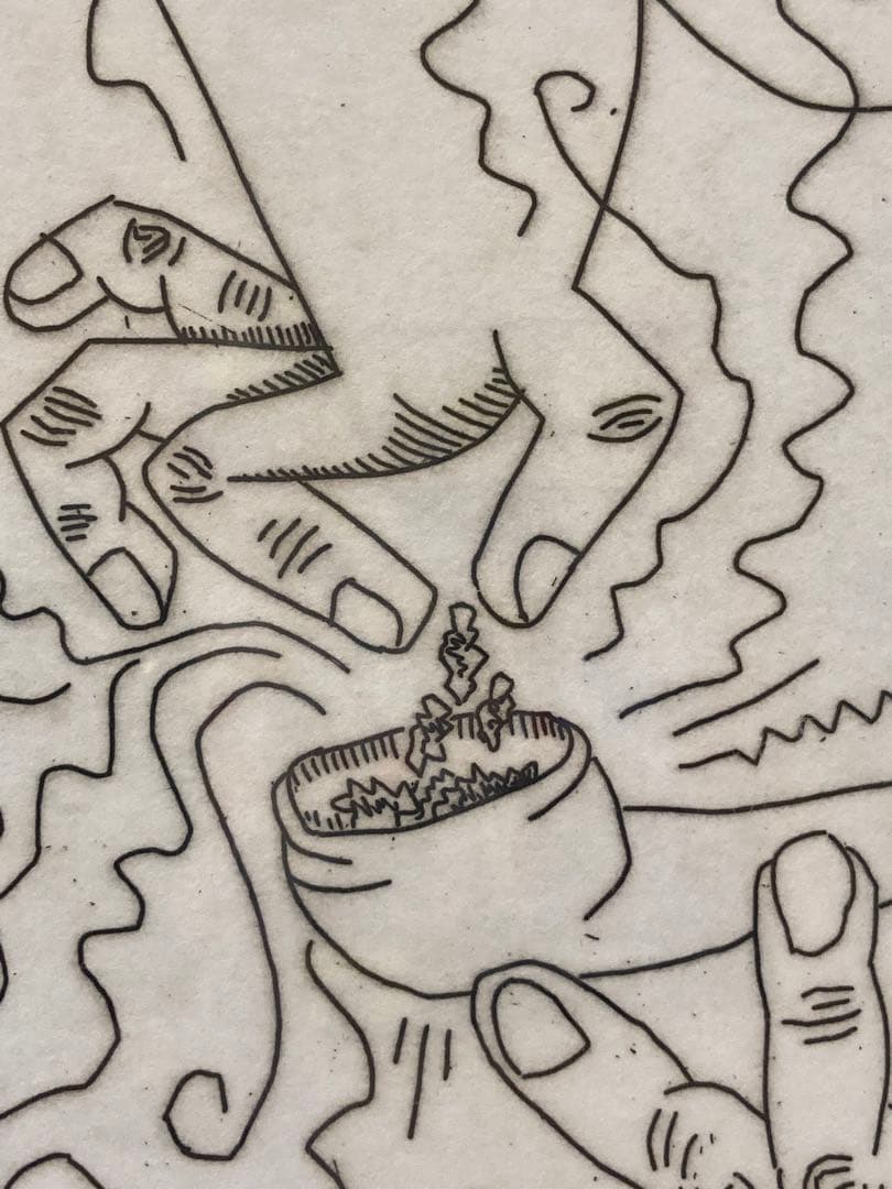 【超希少品】 キースヘリング アート 絵 絵画 レア 1点物 現状品 額縁付き