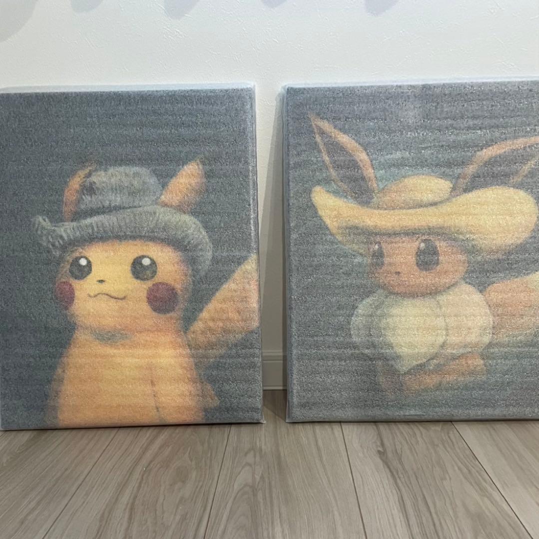 Pokemon ポケモン保証書有ゴッホピカチュウ イーブイキャンバスアート