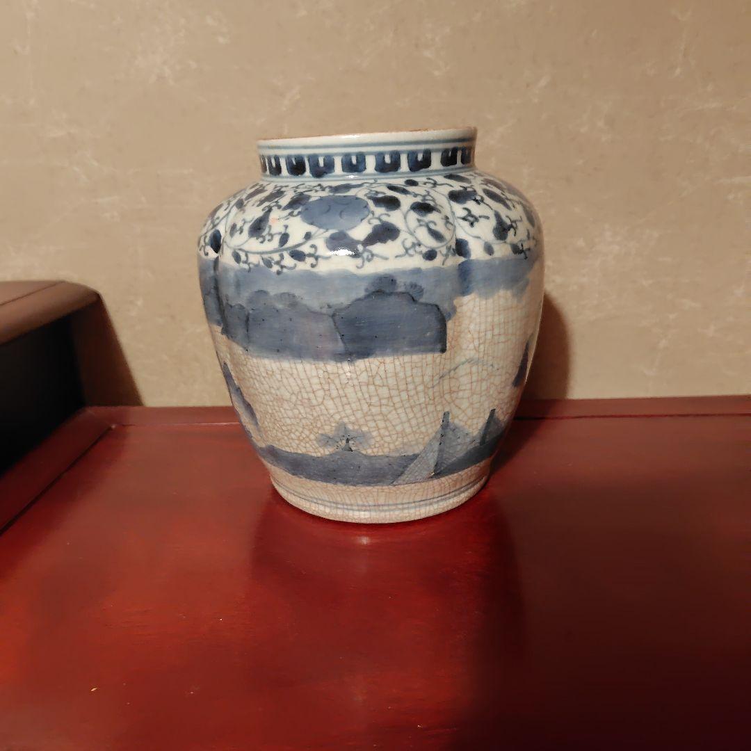 古伊万里 染付 山水図 壺