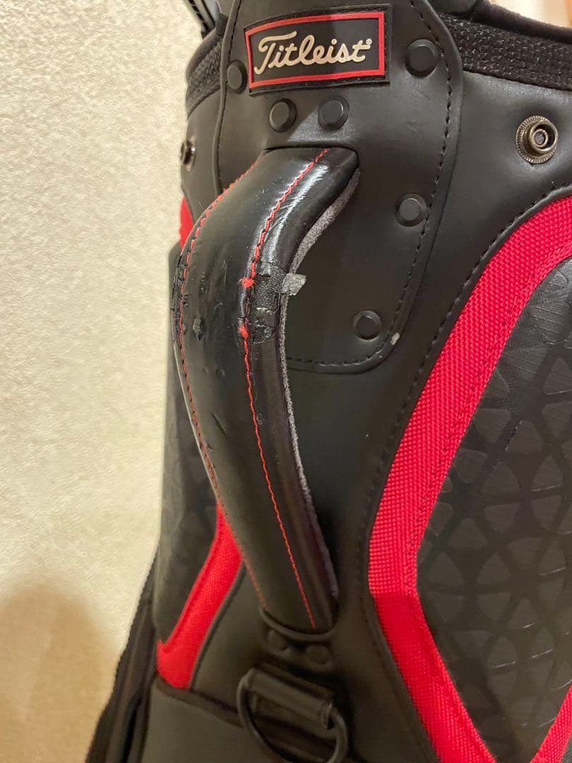 Titleist ゴルフキャディバッグ 黒/白/赤 プロツアーモデル