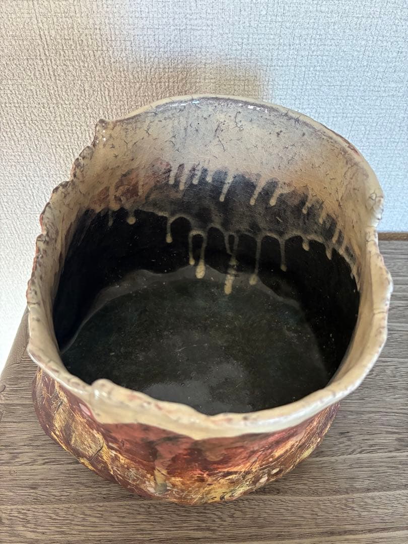 大川和宏　陶器 花瓶 赤富士　花器　フラワーベース　作家もの　作家物　SEA