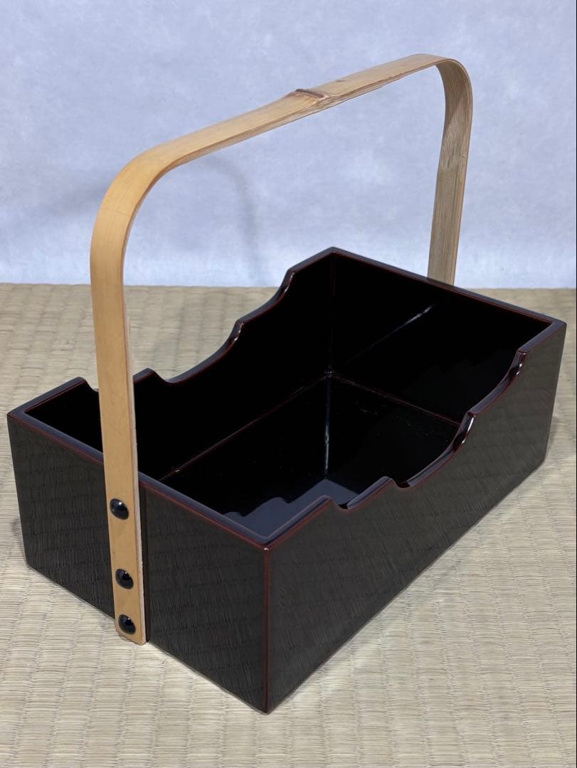 山中塗　塗師 二代 助田宗明造　竹手付 煙草盆　美品　共箱　茶道具　送料込