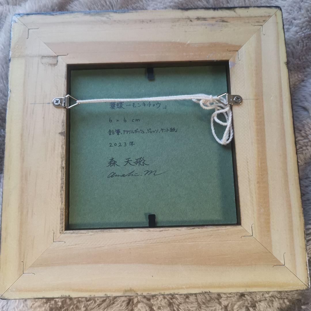 【新春特価】★希少★真作★森天飛★葉蝶 モンキチョウ★サイン有り