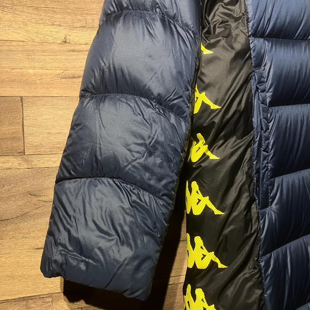 kappa　カッパ　ベンチコート　ダウン80%　紺/黒/黄/フード　サイズM