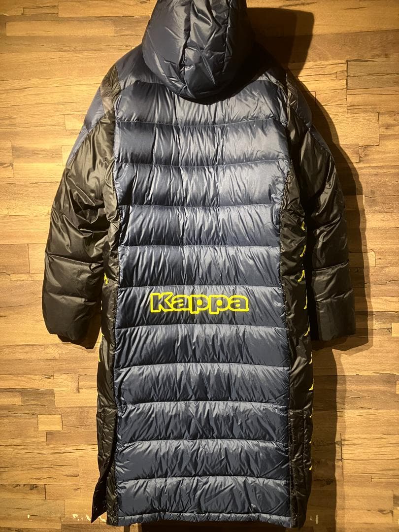kappa　カッパ　ベンチコート　ダウン80%　紺/黒/黄/フード　サイズM