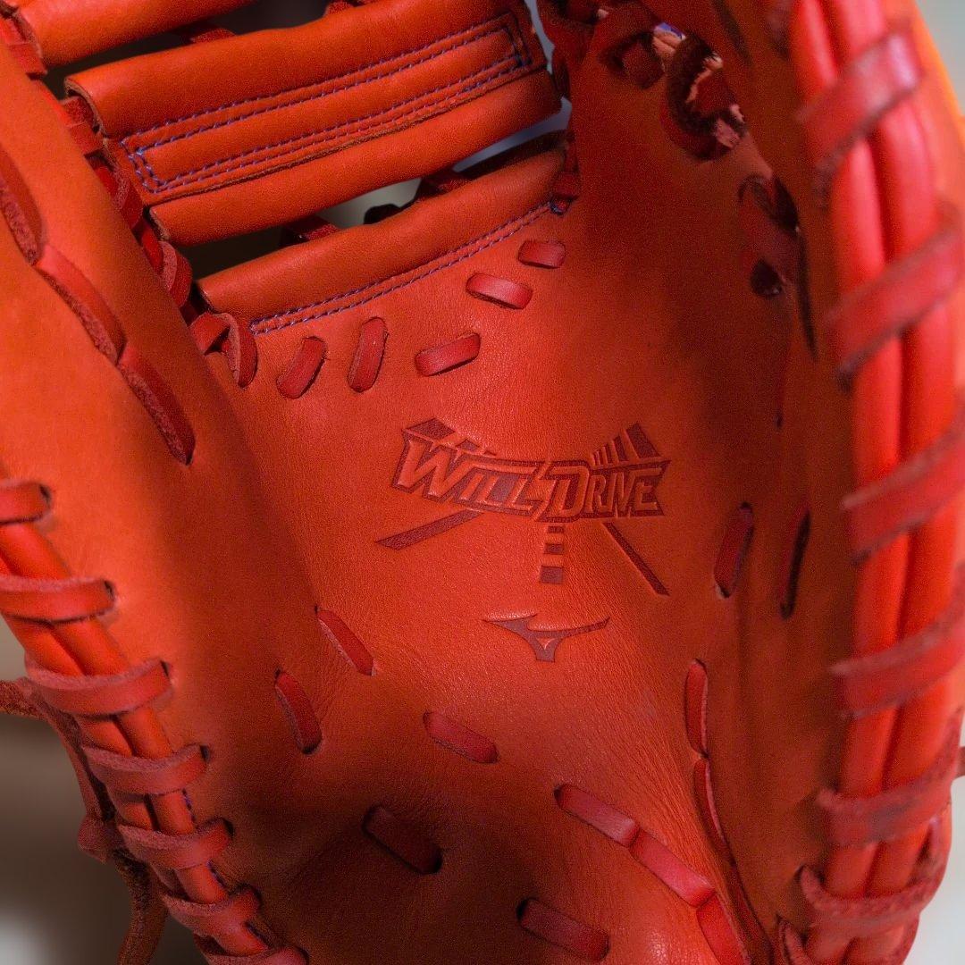 ミズノ:少年軟式用ファーストミット:右投げ用:一塁手用:オレンジ色
