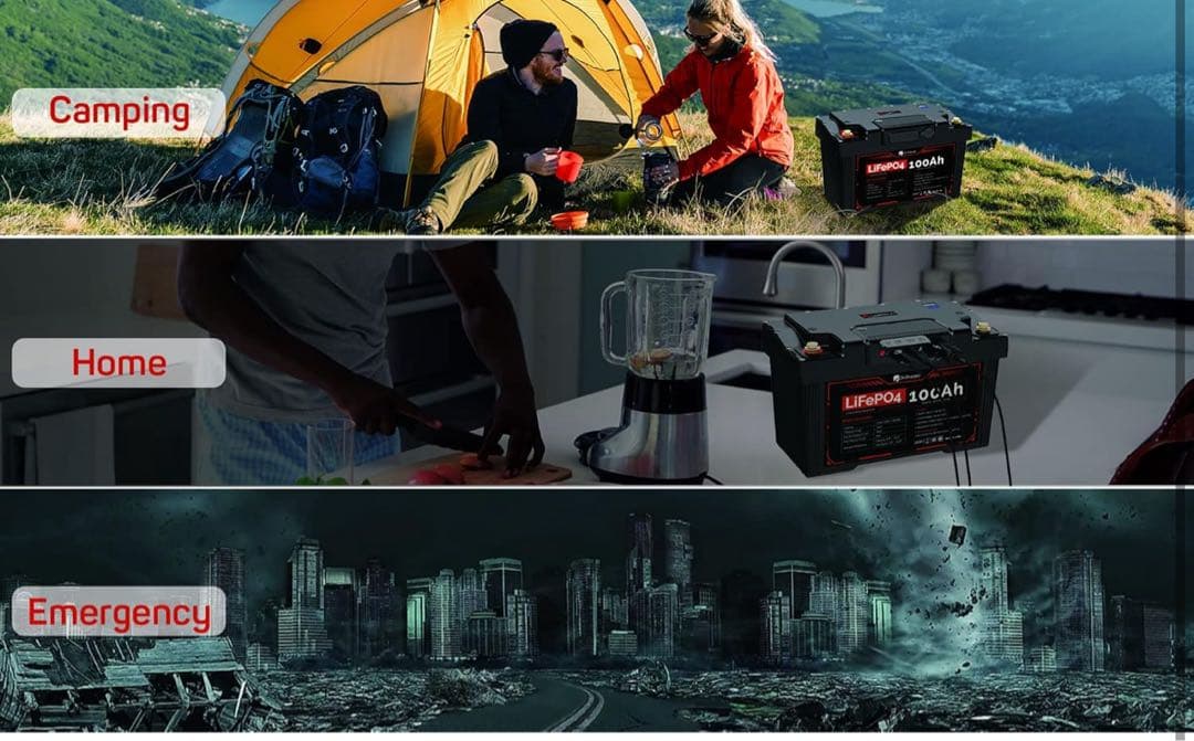 リン酸リチウムイオン 12V 100Ah LiFePO4 ポータブル電源 USB