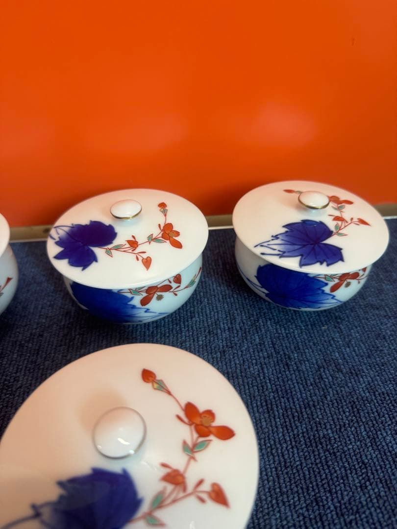 2030 香藺社　相思花　湯呑蓋付　6客　未使用