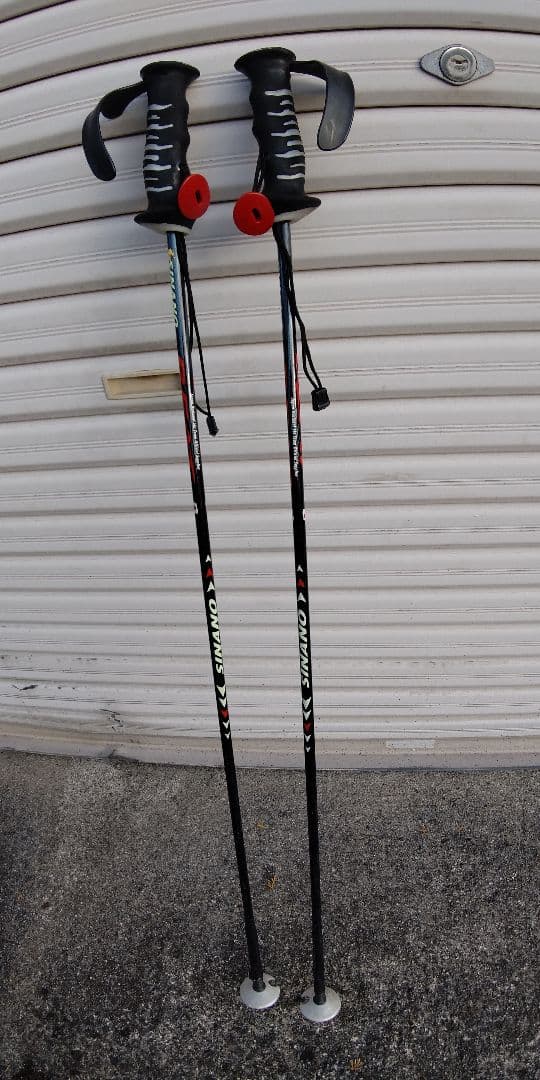 スキー用ストック 黒 赤