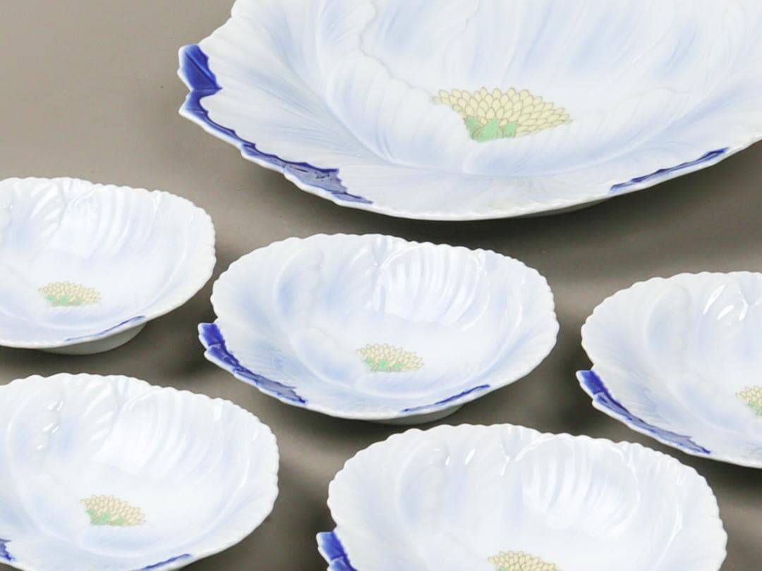 深川製磁 牡丹形 ベリーセット 6客 盛り皿 取り皿 共箱 未使用