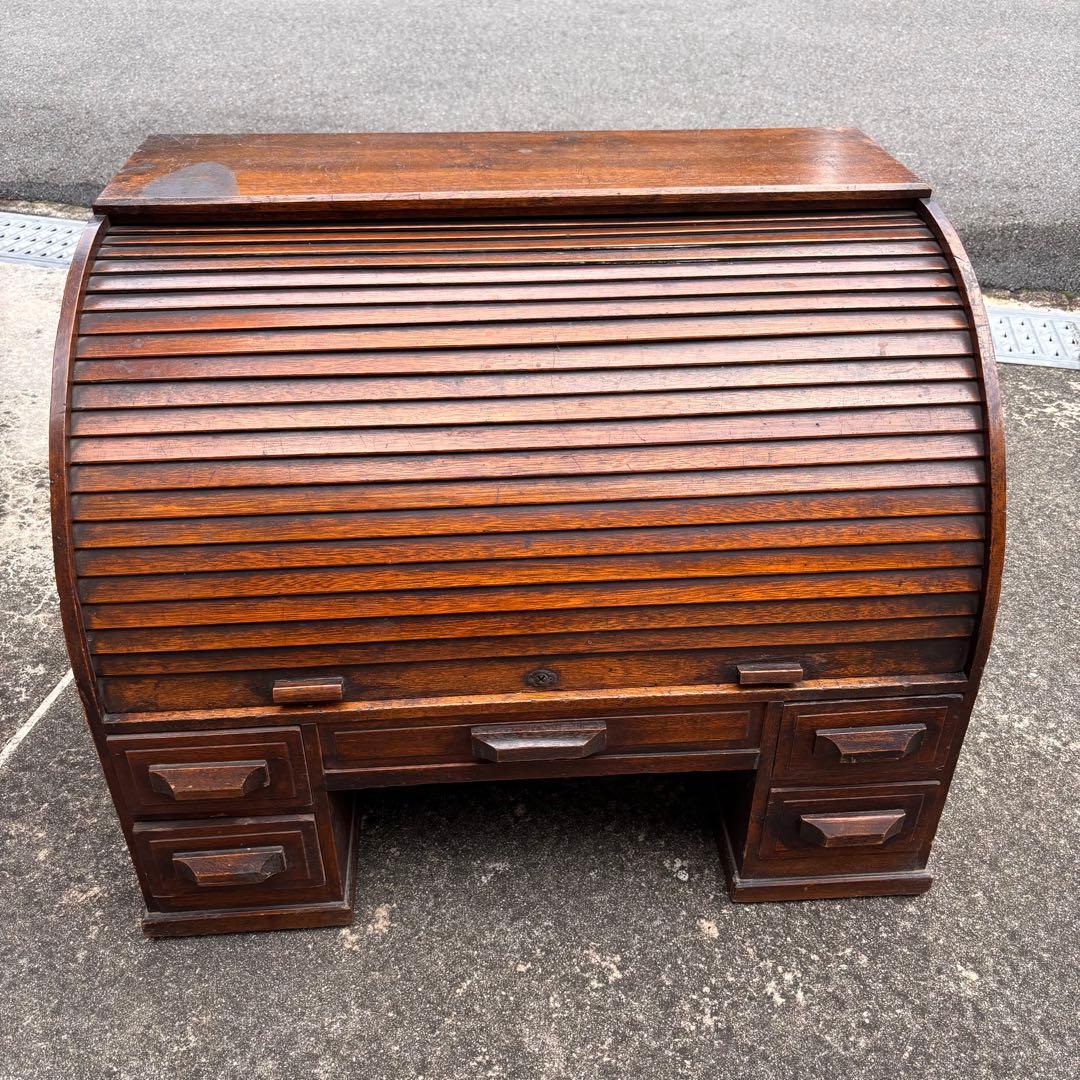 アンティーク 家具 ロールトップデスク 蛇腹机