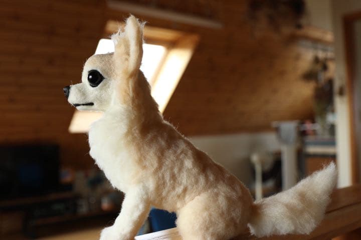 羊毛フェルト　ロングコートチワワ