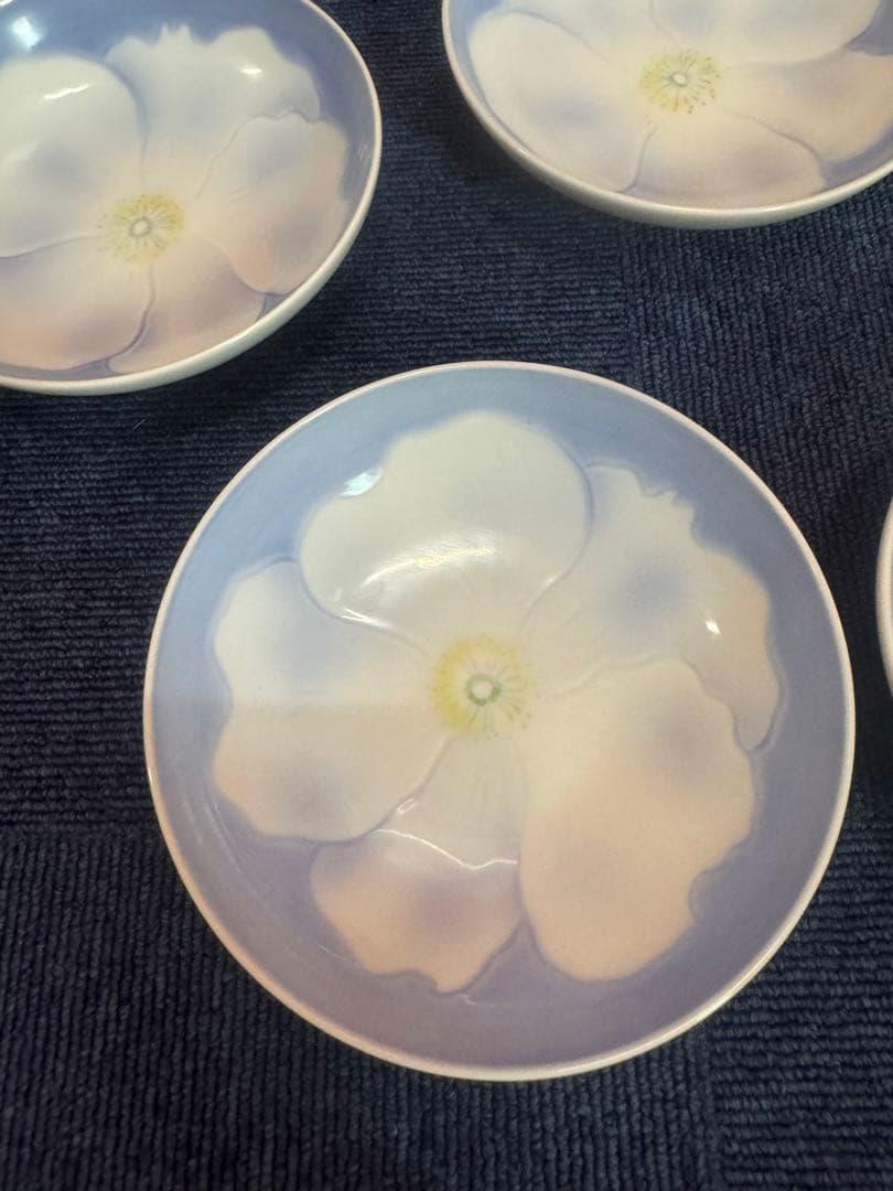 1713  宮内庁御用達　深川製磁　スノーローズ取り皿揃　5枚セット　未使用