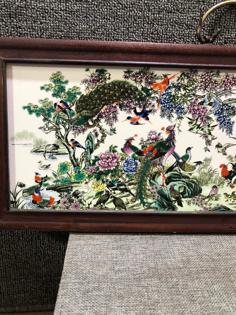 パステル花鳥陶板画 百鳥朝鳳 応接間 玄関 茶室 書斎 装飾品 工芸品 置物