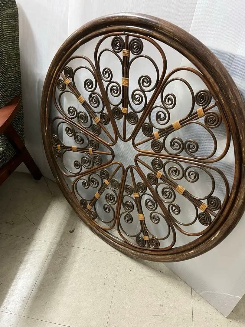 ラタン　円形　丸　インテリア　アンティーク　ウッド　木製　カントリー　インテリア