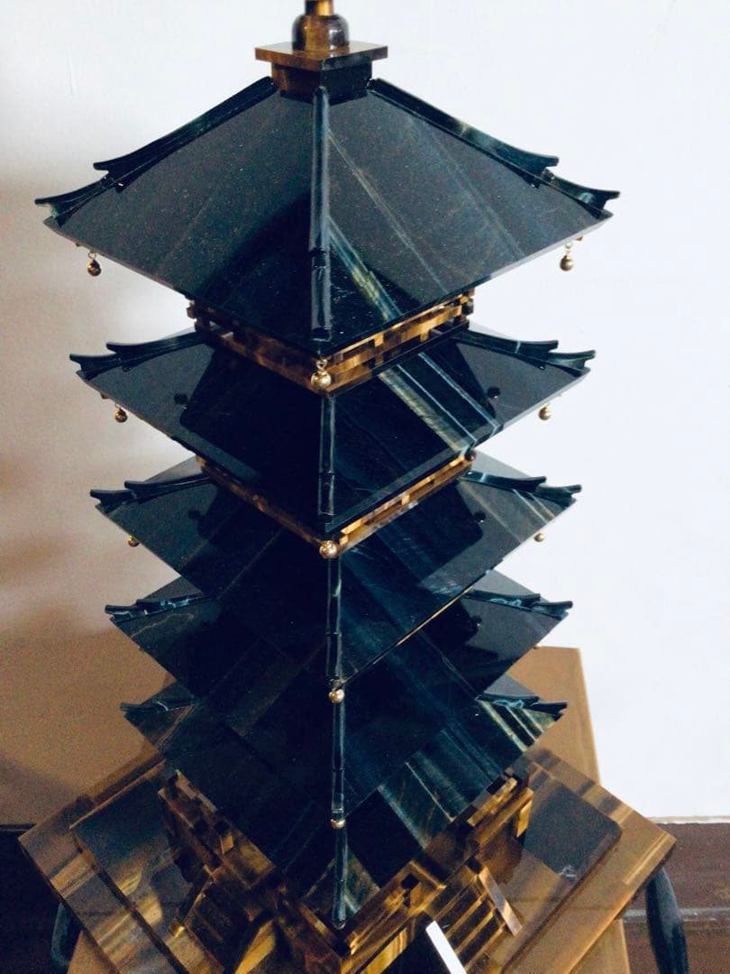 ◉伝統工芸士 小澤朗雲◉甲州水晶貴石細工・五重塔・虎目石・純金K18◉300万円