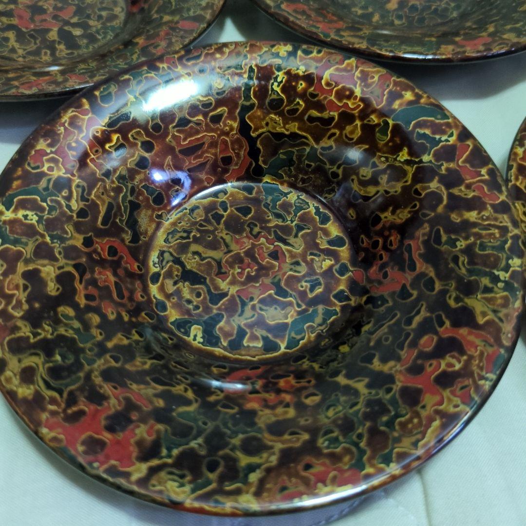 蔵出し　美品　津軽塗　茶托　５枚セット　12.5ｃｍ