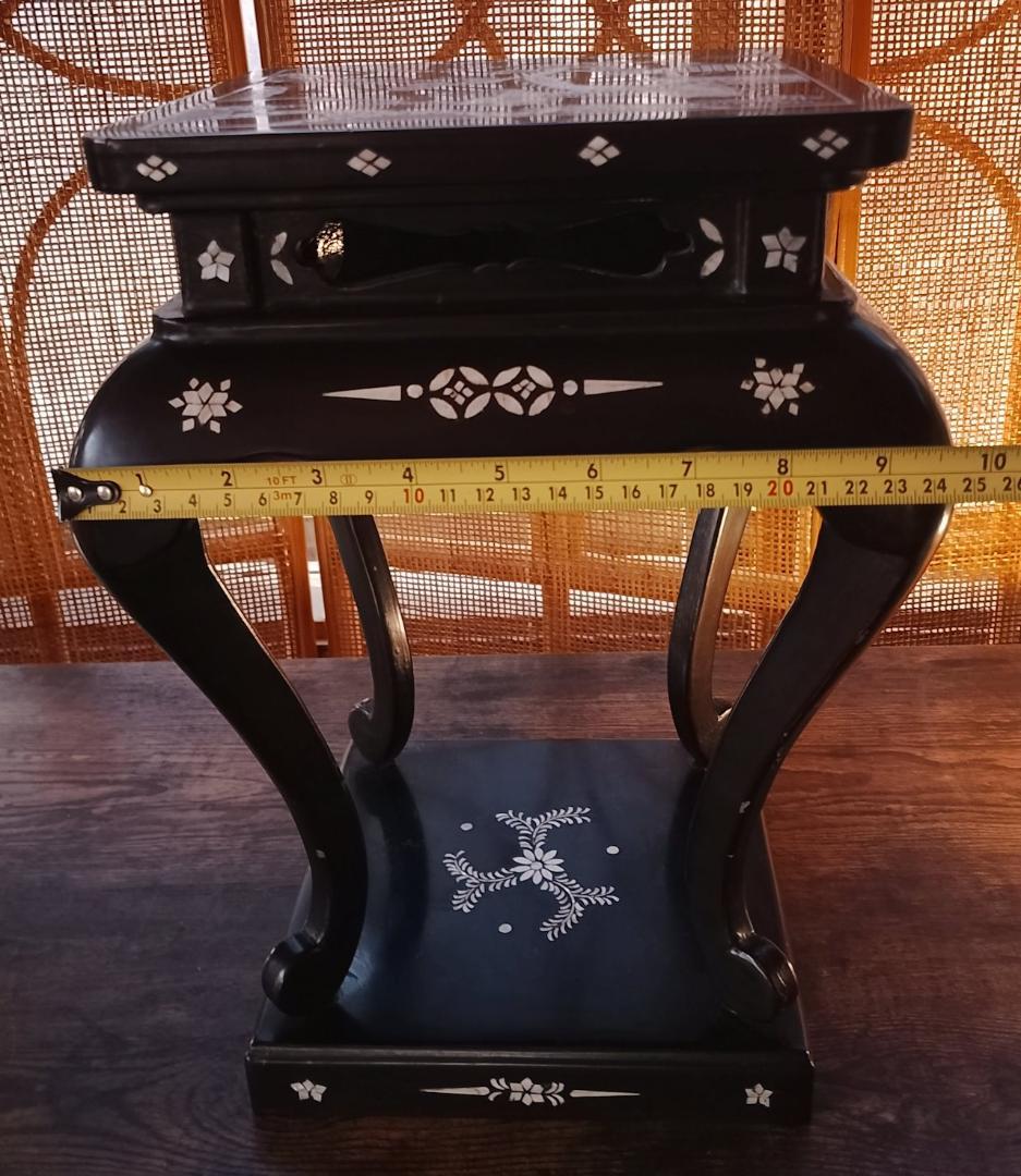 螺鈿人物風景文 卓上花台　昭和期 和工芸 飾り台