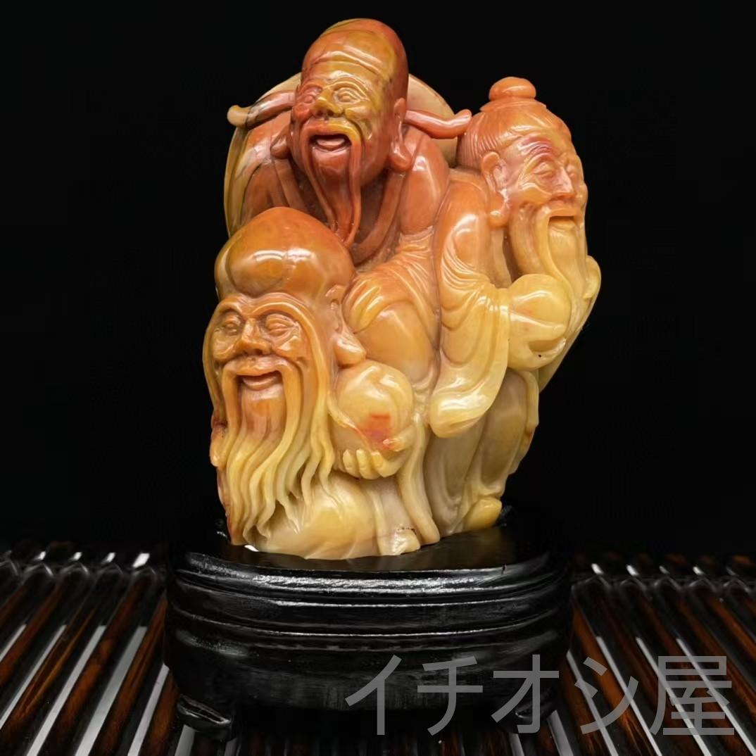 中国古美術 珍蔵逸品 寿山石芙蓉石 人物彫刻置物 透彫細工 文房置物 風水開運