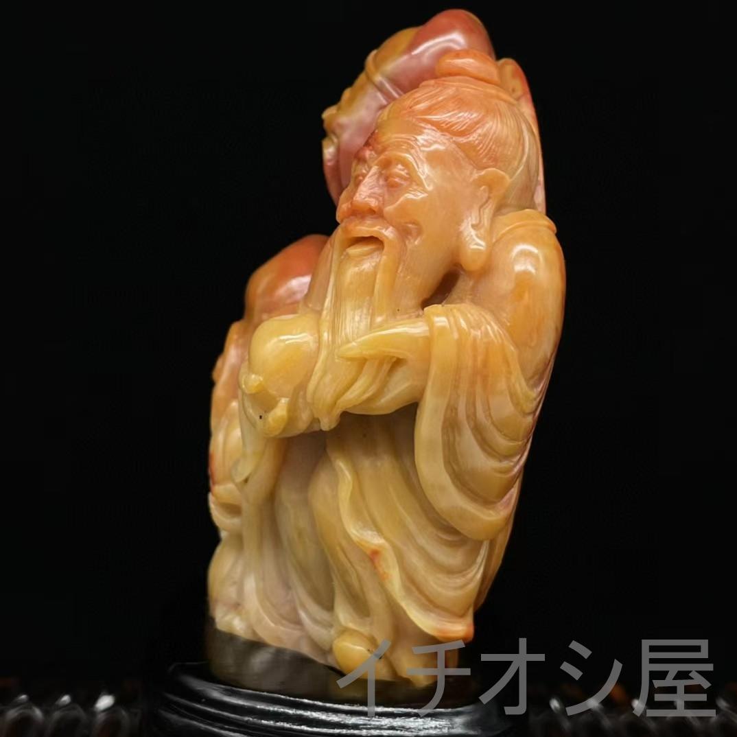 中国古美術 珍蔵逸品 寿山石芙蓉石 人物彫刻置物 透彫細工 文房置物 風水開運