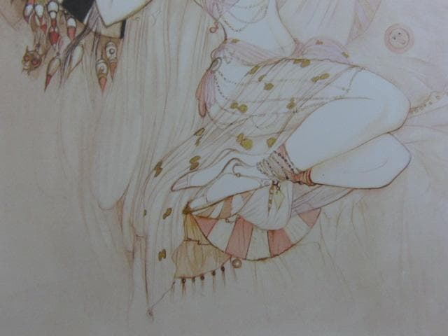 天野喜孝、【春暁】、希少な大判額装用画集より、新品額装付、状態良好