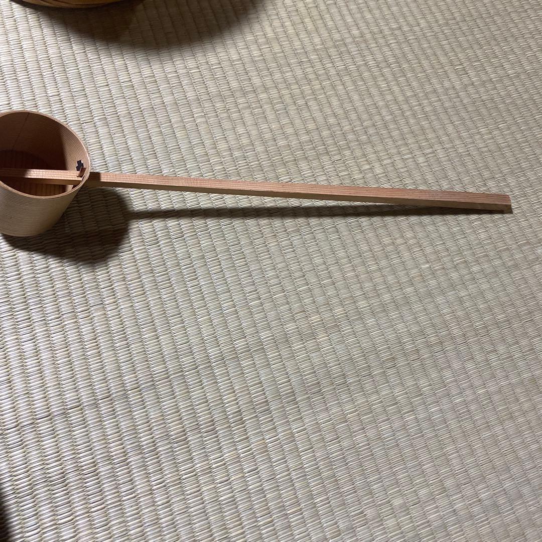 茶道具　水張桶　竹手付　通桶　 水屋道具　露地道具　手桶　割蓋　　柄杓付き