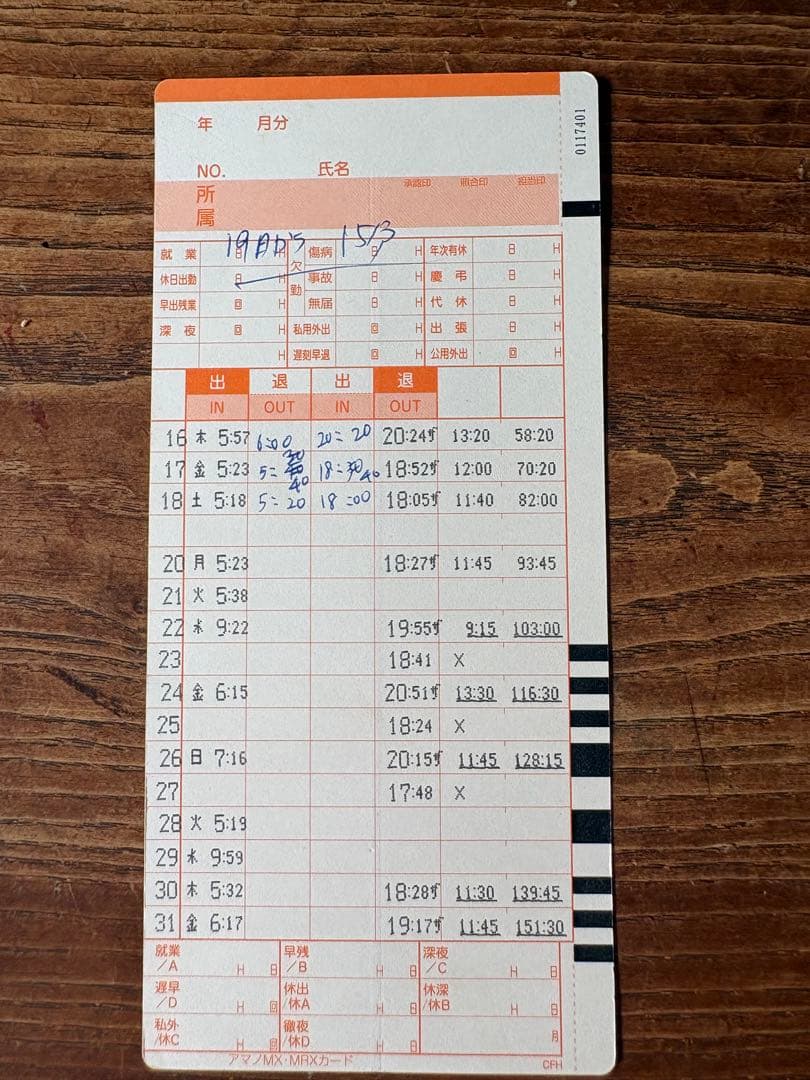 タイムレコーダーMX-1000と 新品未開封の12人用カードラックをセットで出品