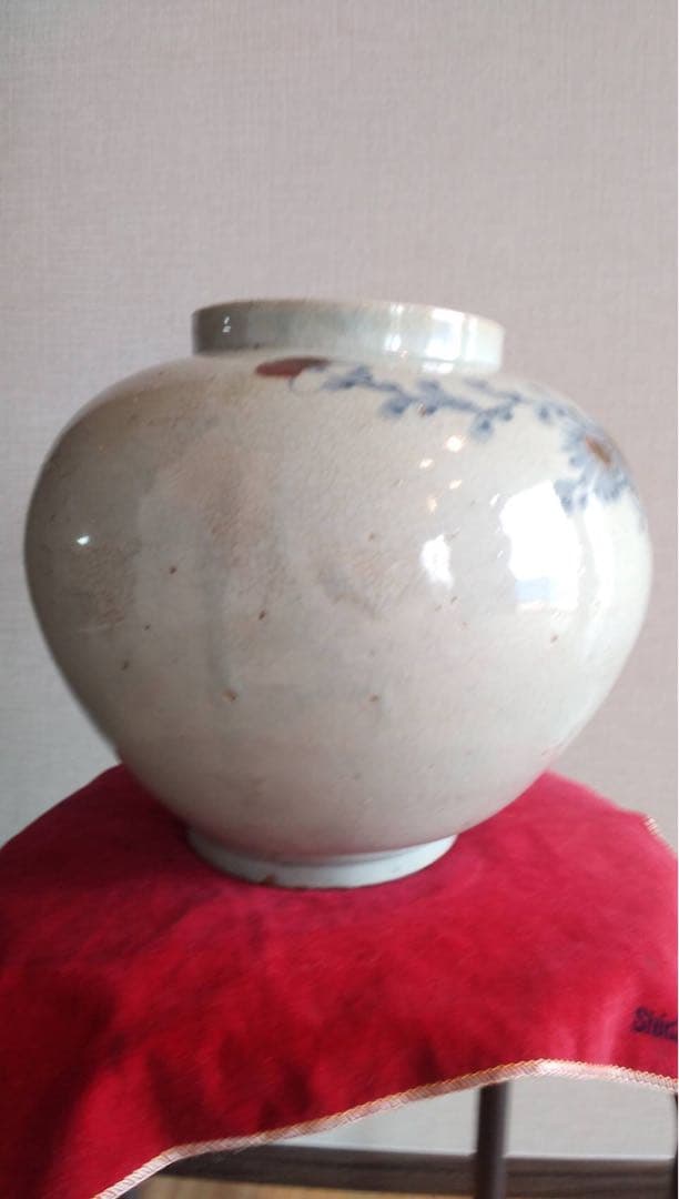 李朝辰砂染付壺